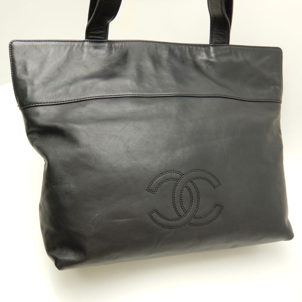 Chanel Tote Bag Shoulder Lambskin Black Heremark