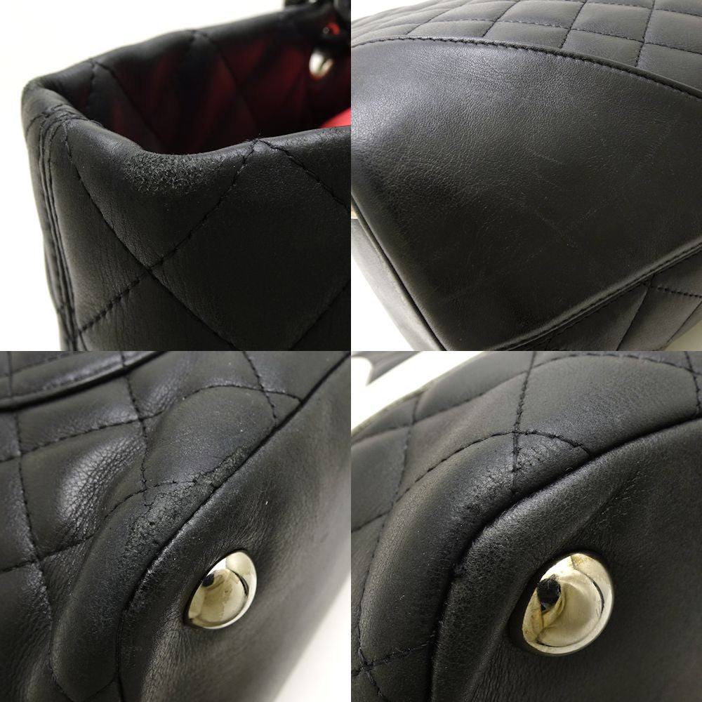 Chanel Cambon Line Tote Bag Large Matelasse Calf Black x White