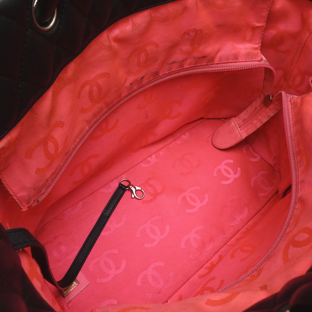 Chanel Cambon Line Tote Bag Large Matelasse Calf Black x White