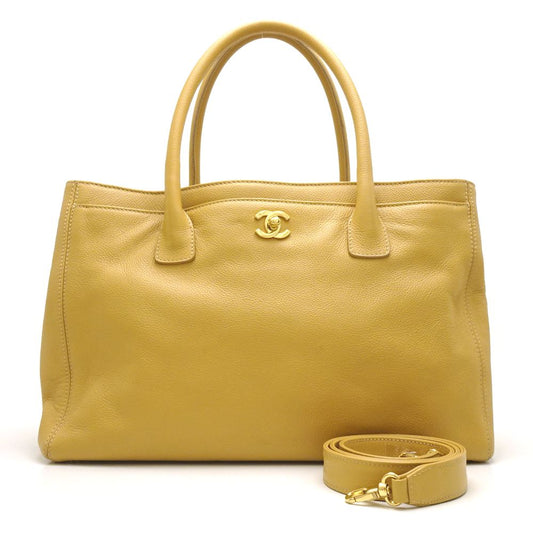 Chanel Executive Tote Bag 2way Leather Beige