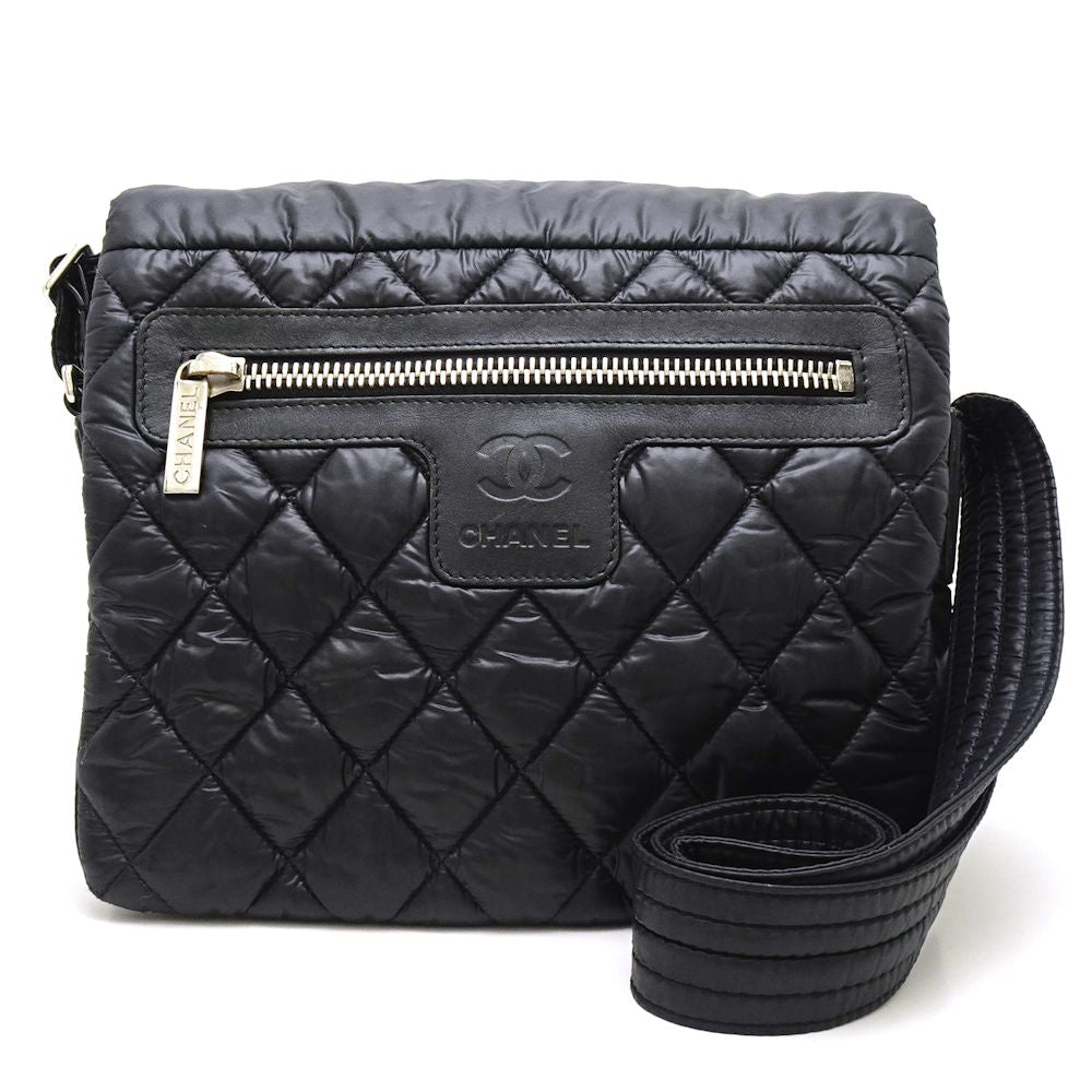 Chanel Coco Coon Shoulder Bag Small Crossbody Black Nylon x Leather