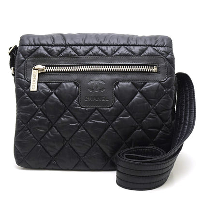 Chanel Coco Coon Shoulder Bag Small Crossbody Black Nylon x Leather