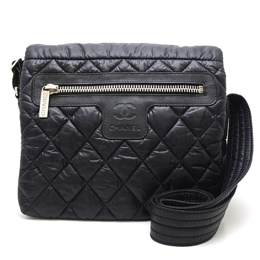 Chanel Coco Coon Shoulder Bag Small Crossbody Black Nylon x Leather