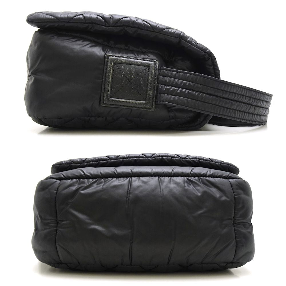 Chanel Coco Coon Shoulder Bag Small Crossbody Black Nylon x Leather