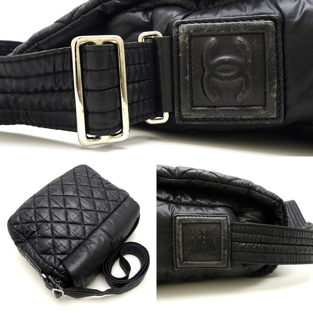 Chanel Coco Coon Shoulder Bag Small Crossbody Black Nylon x Leather