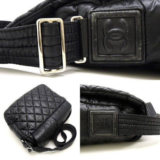 Chanel Coco Coon Shoulder Bag Small Crossbody Black Nylon x Leather