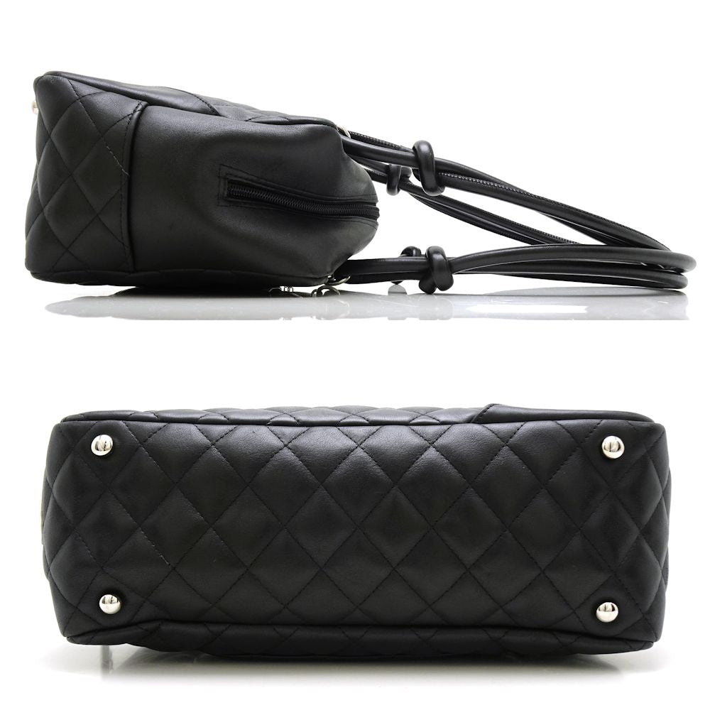 Chanel Cambonline Bowling Handbag Black Lambskin