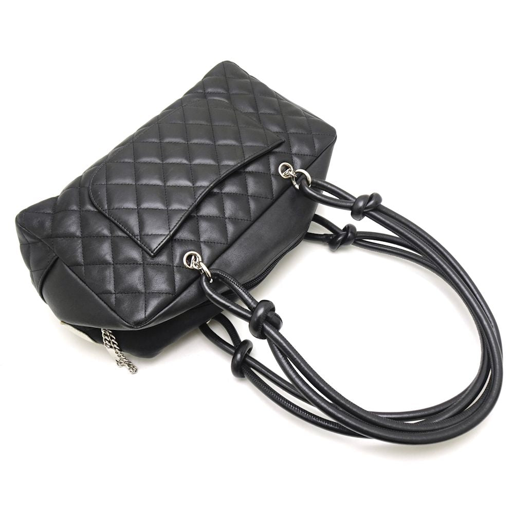 Chanel Cambonline Bowling Handbag Black Lambskin