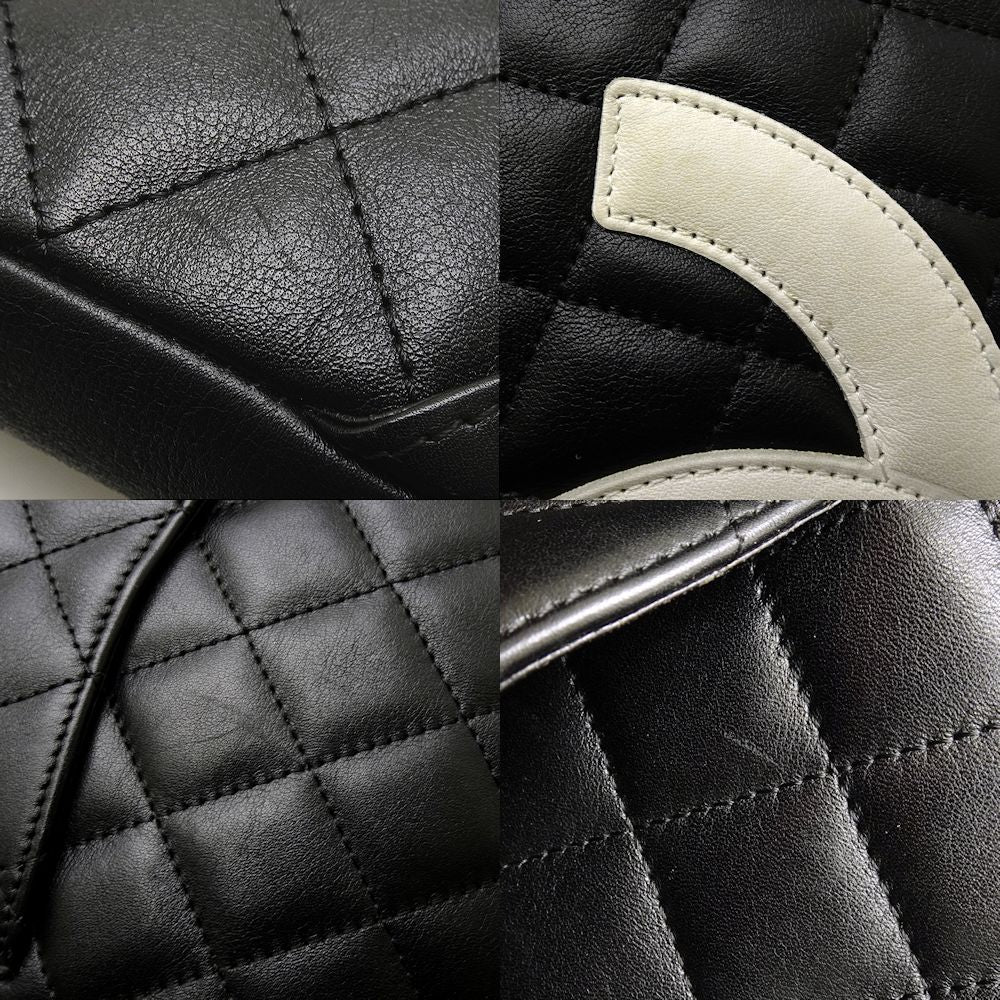 Chanel Cambon Line Shoulder Bag Diagonal Lambskin Black