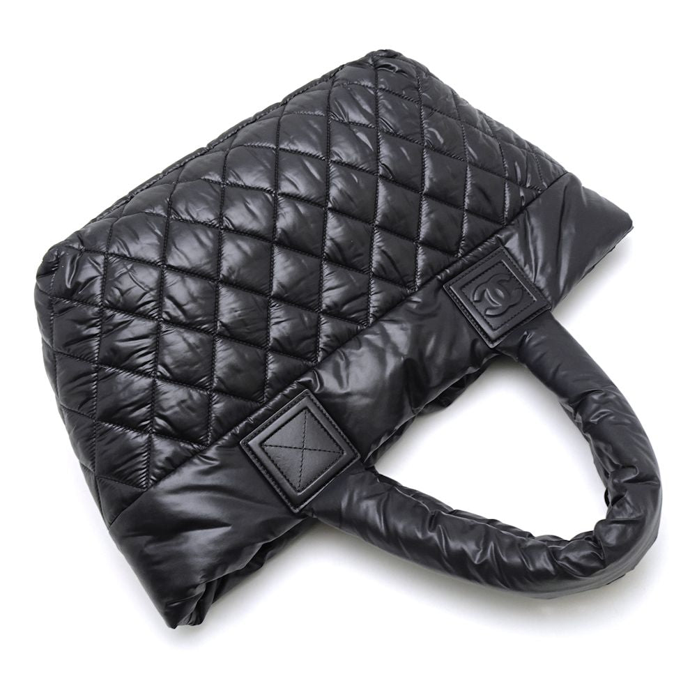 Chanel Coco Coon Tote Bag Nylon Leather Black