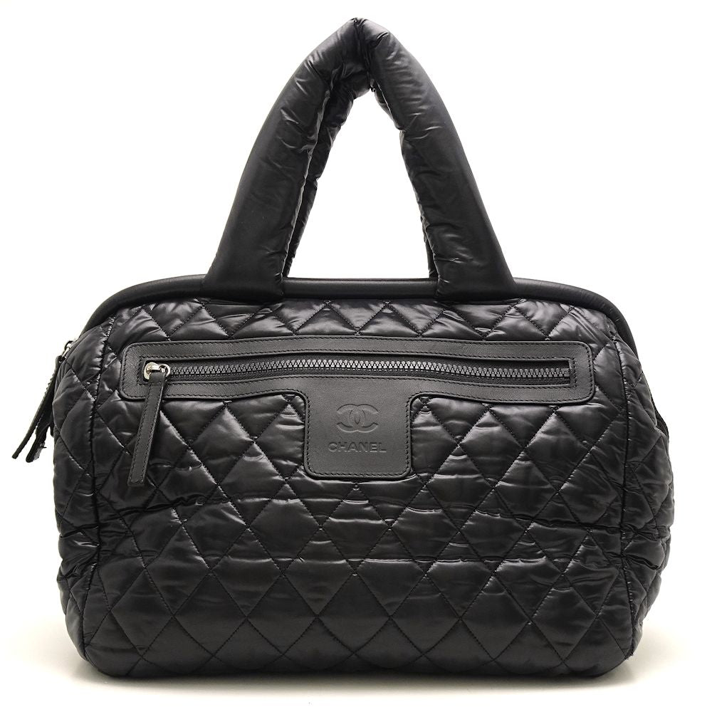 Chanel Coco Coon Boston Bag Nylon Leather Black