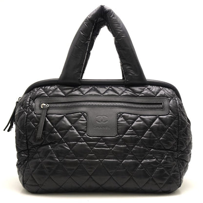Chanel Coco Coon Boston Bag Nylon Leather Black