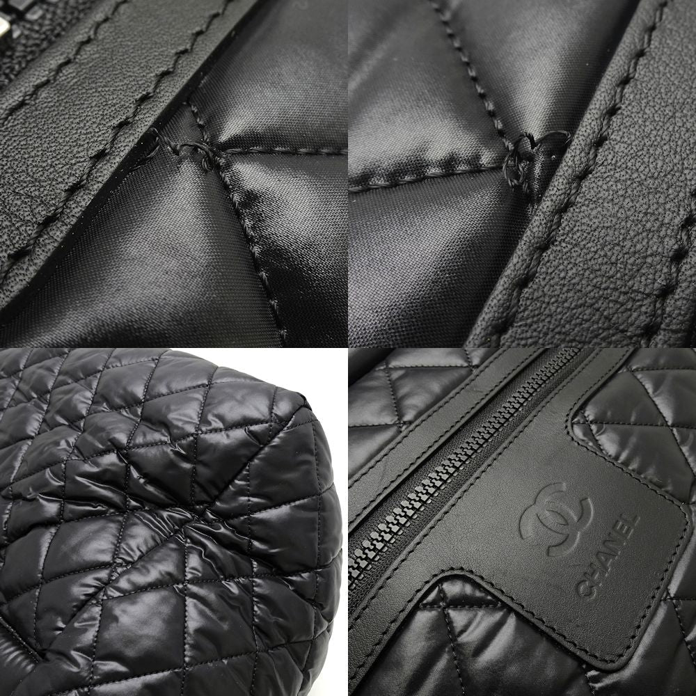 Chanel Coco Coon Boston Bag Nylon Leather Black