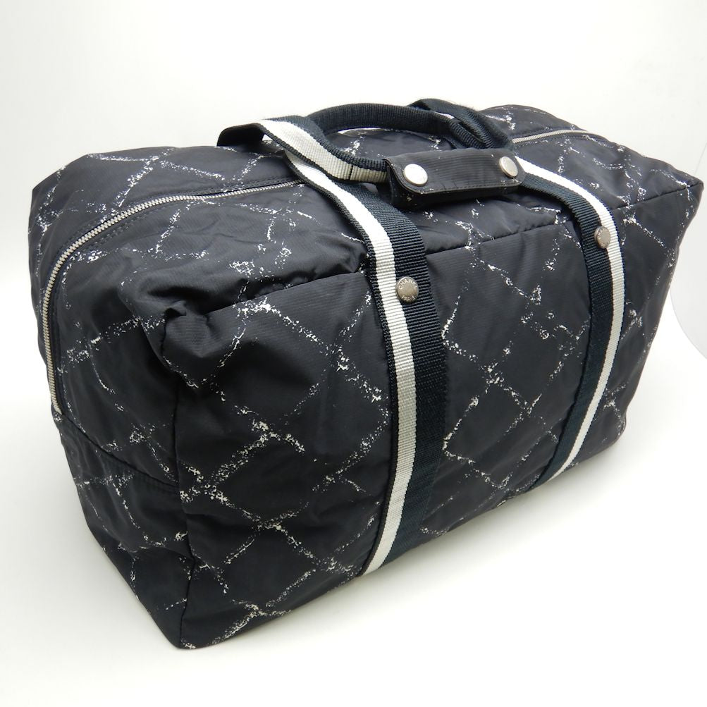 Chanel Old Travel Line Boston Bag Nylon Black