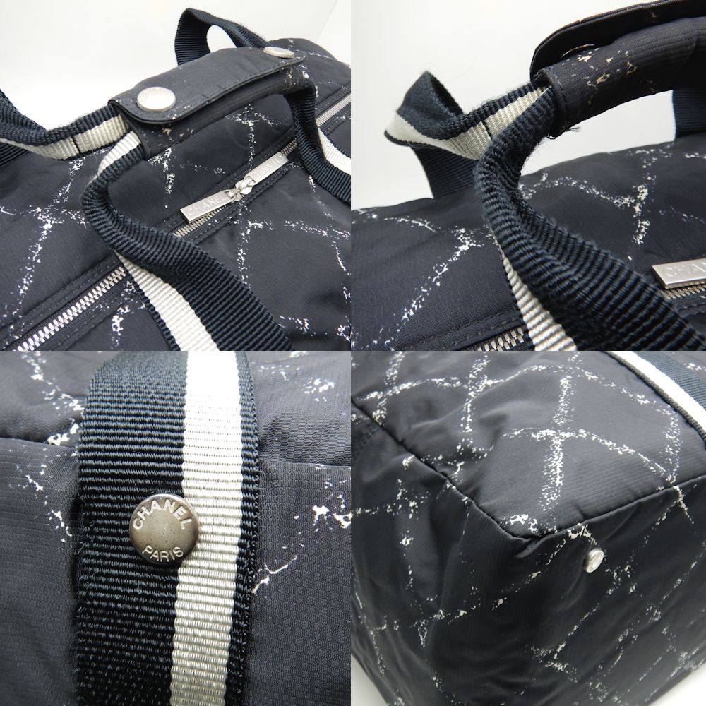 Chanel Old Travel Line Boston Bag Nylon Black