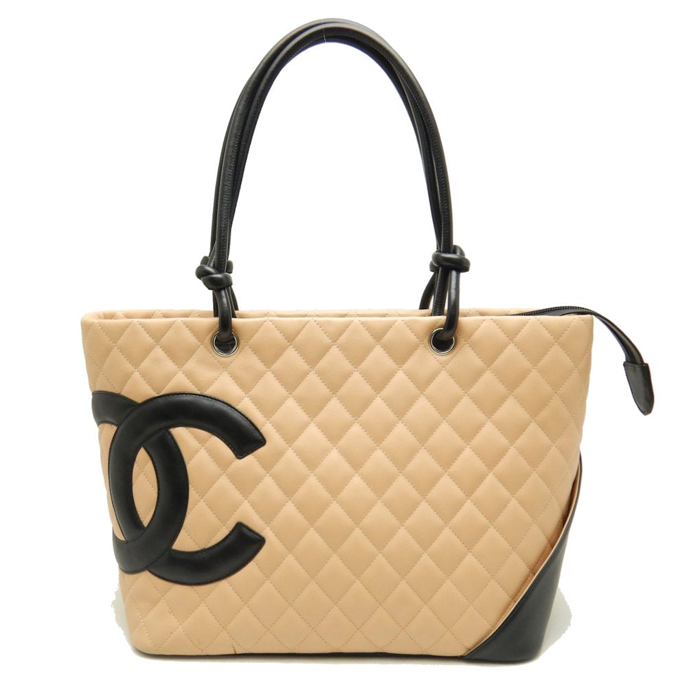 Chanel Cambon Line Large Tote Calf Beige Black