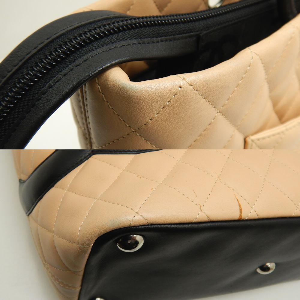 Chanel Cambon Line Large Tote Calf Beige Black