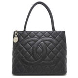 Chanel Reprint Tote Bag Caviar Skin Black x Silver Metal