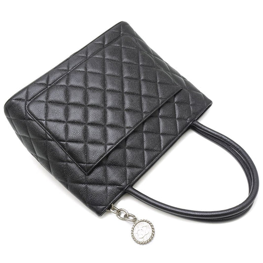 Chanel Reprint Tote Bag Caviar Skin Black x Silver Metal