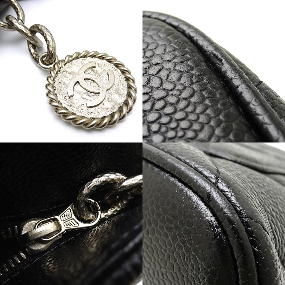 Chanel Reprint Tote Bag Caviar Skin Black x Silver Metal