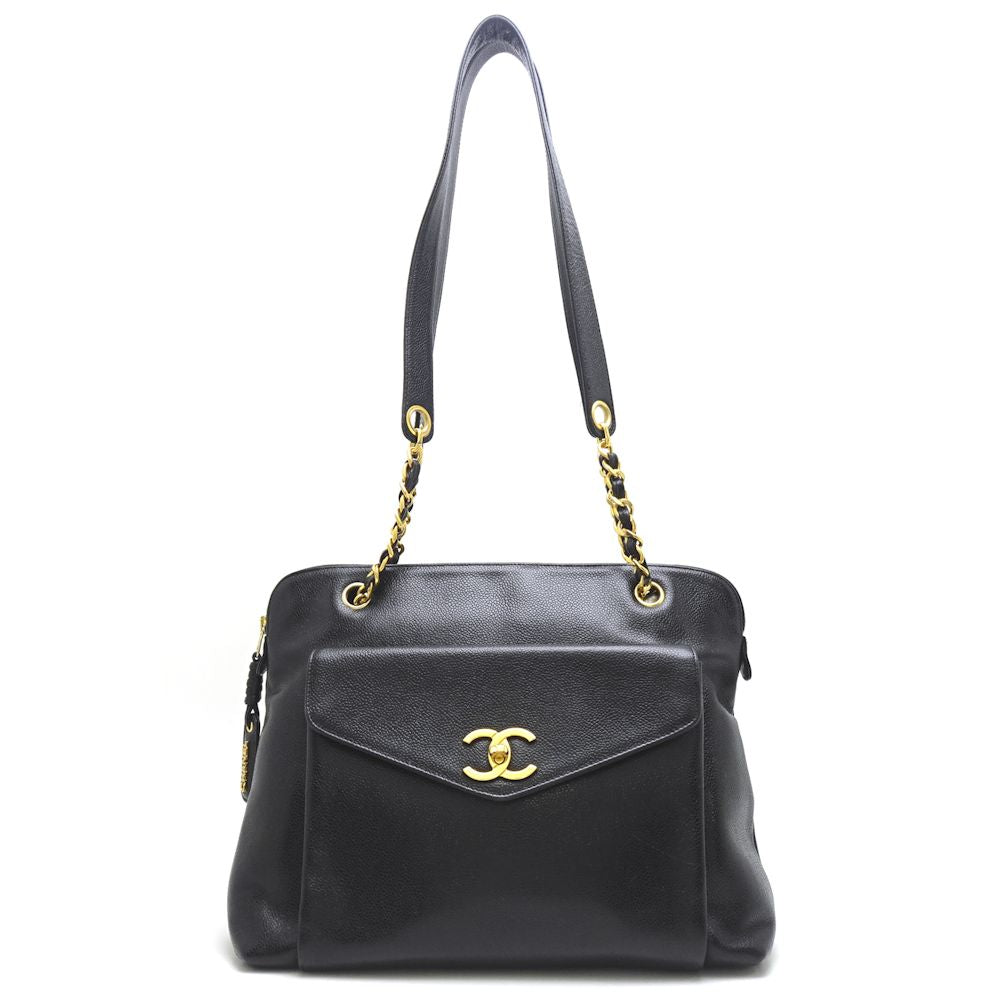 Chanel Shoulder Tote Bag Caviar Skin Black