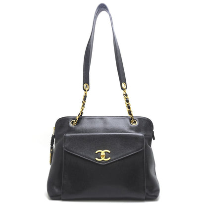 Chanel Shoulder Tote Bag Caviar Skin Black