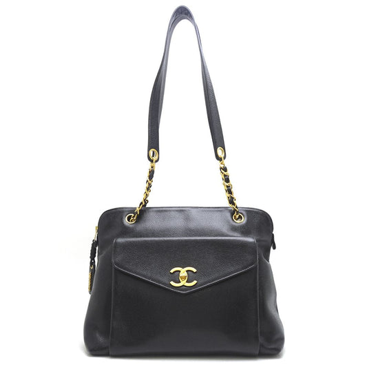 Chanel Shoulder Tote Bag Caviar Skin Black