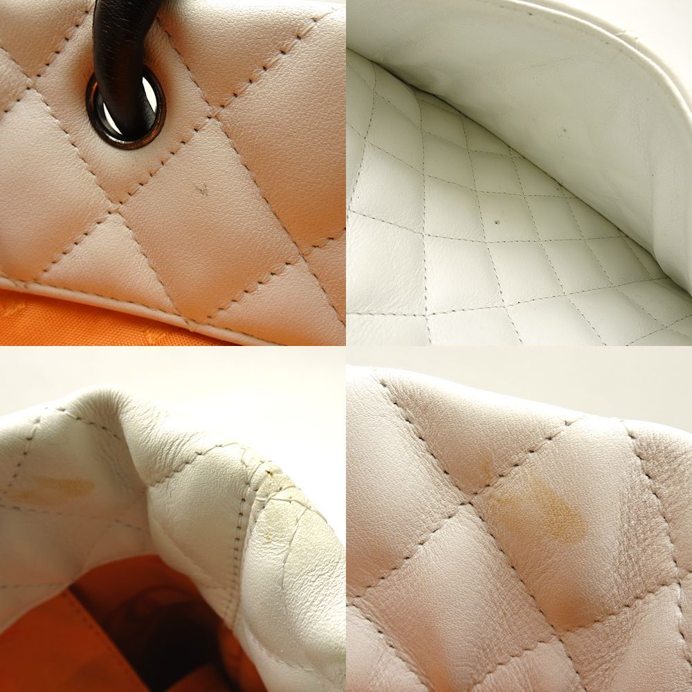 Chanel Cambon Line Tote Bag Lambskin Python White