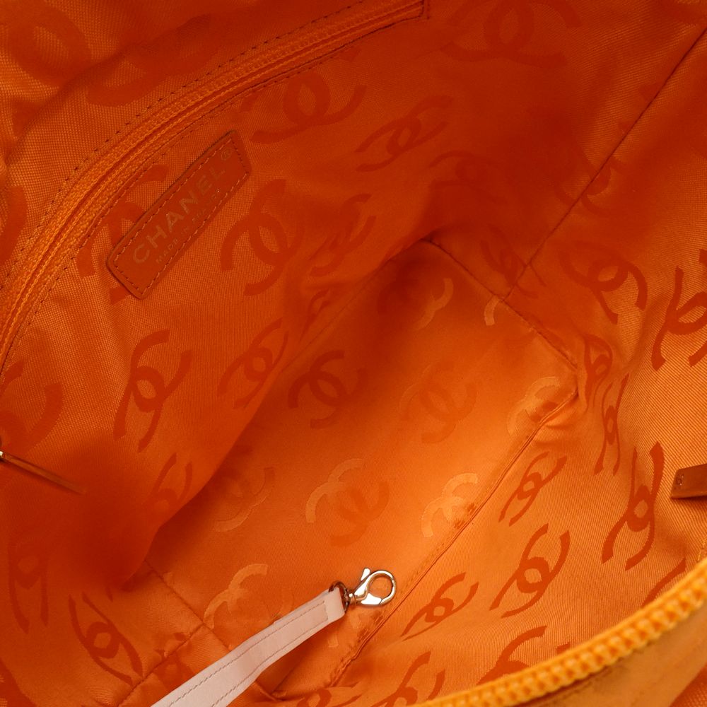 Chanel Cambon Line Tote Bag Lambskin Python White