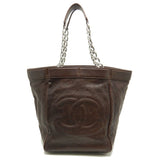 Chanel Chain Tote Bag Caviar Skin Dark Brown
