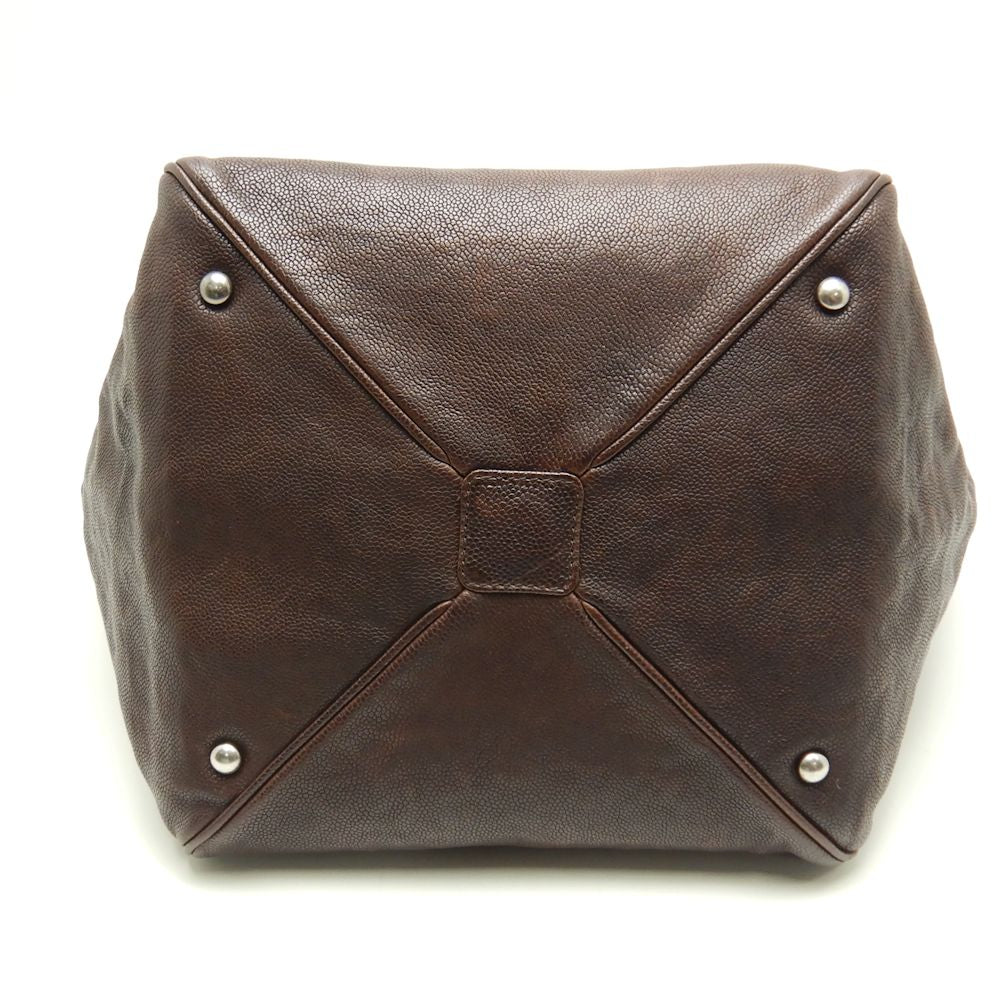 Chanel Chain Tote Bag Caviar Skin Dark Brown