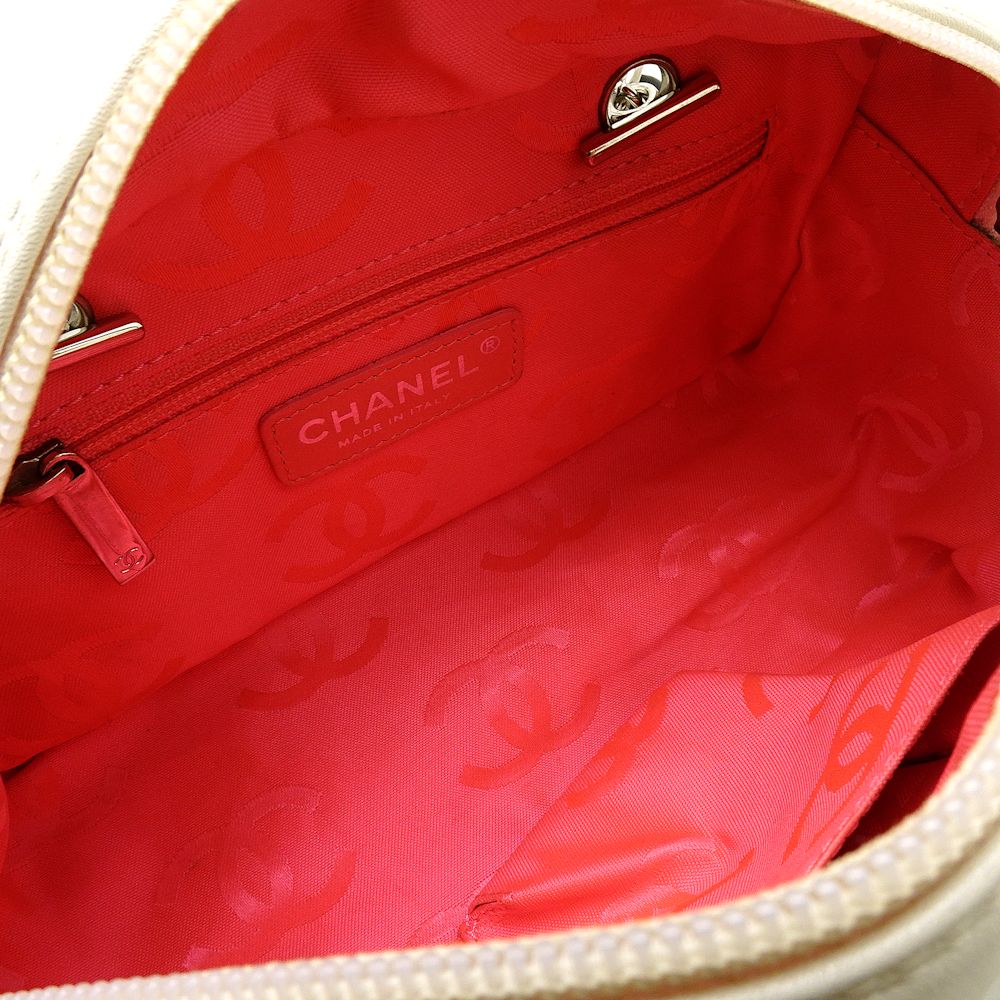 Chanel Cambon Line Mini Bowling Bag Calf White x Black