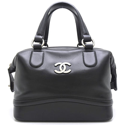 Chanel Mini Boston Bag Handbag Leather Black
