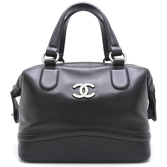 Chanel Mini Boston Bag Handbag Leather Black