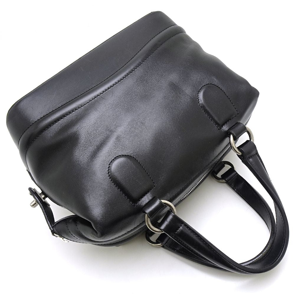 Chanel Mini Boston Bag Handbag Leather Black
