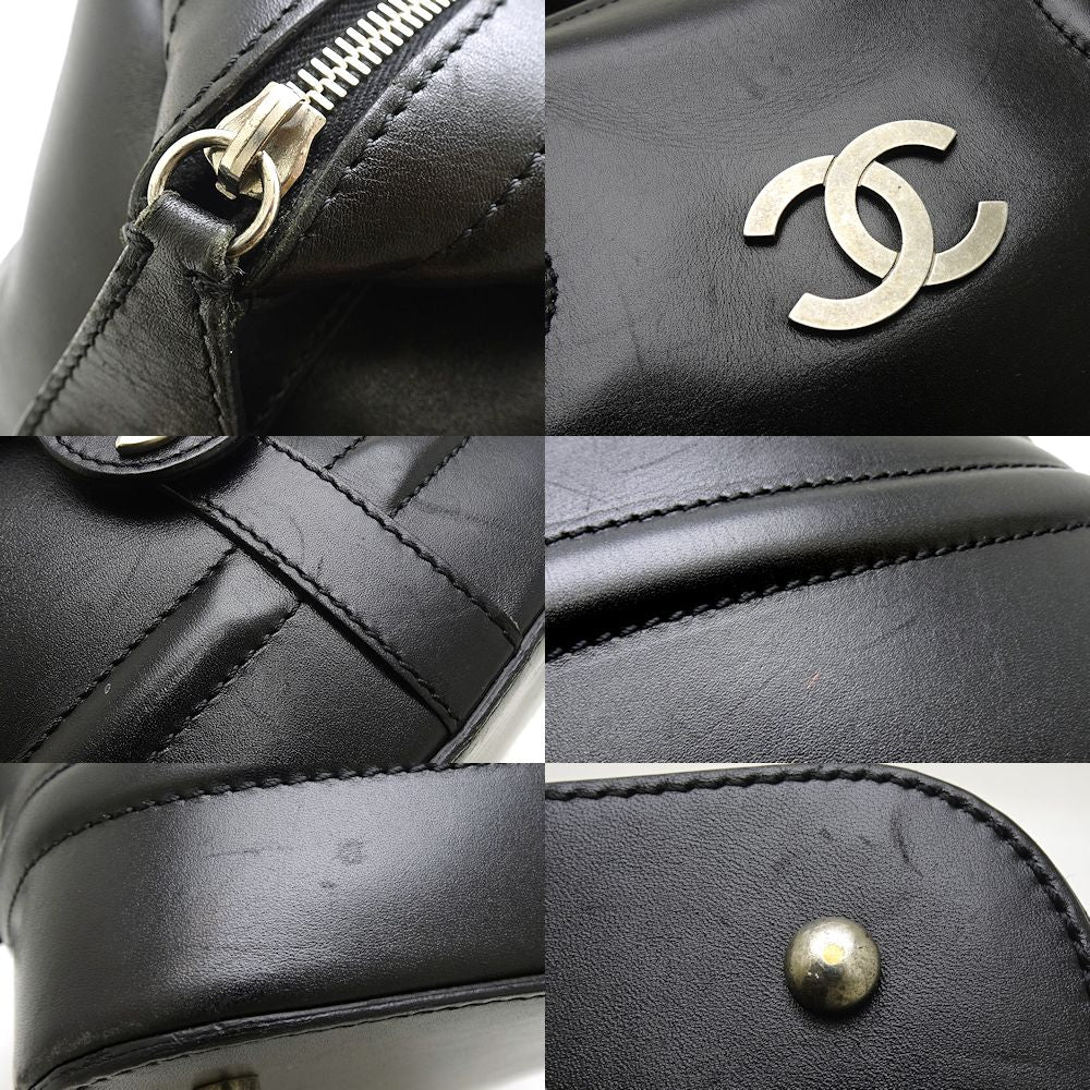 Chanel Mini Boston Bag Handbag Leather Black