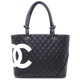 Chanel Cambon Line Tote Bag Large Calf Black