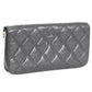 Chanel Matelasse Round Fastener Long Wallet Lamb Black