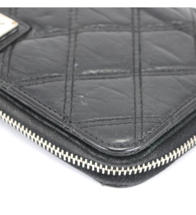Chanel Matelasse Round Fastener Long Wallet Lamb Black