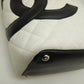 Chanel Cambon Line Medium Tote Bag Lambskin White x Black