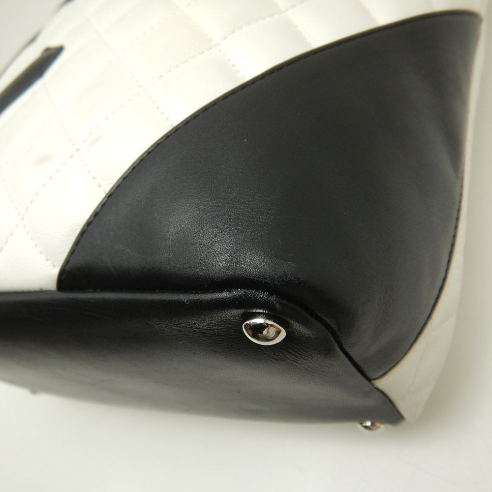 Chanel Cambon Line Medium Tote Bag Lambskin White x Black