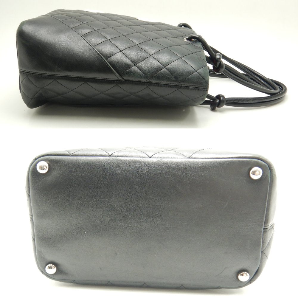 Chanel Cambon Line Medium Tote Bag Calf Black x White