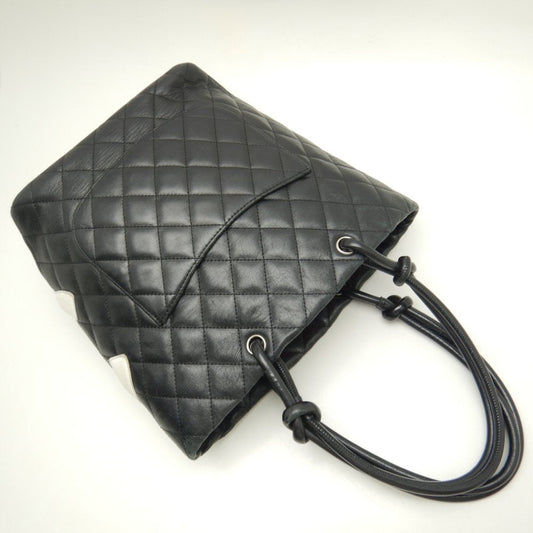Chanel Cambon Line Medium Tote Bag Calf Black x White