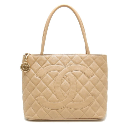 Chanel Reprint Tote Bag Caviar Skin Beige Matelasse