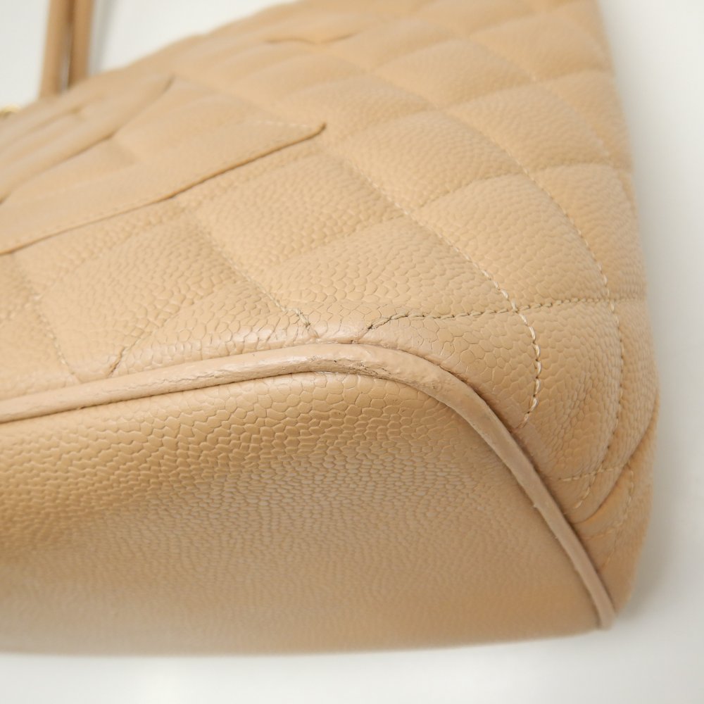 Chanel Reprint Tote Bag Caviar Skin Beige Matelasse