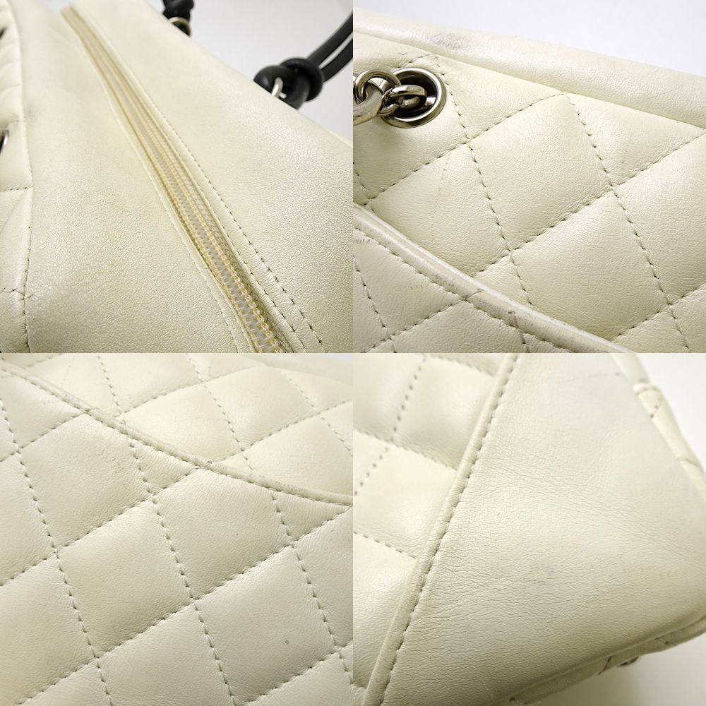 Chanel Cambon Line Bowling Bag Leather x Python White