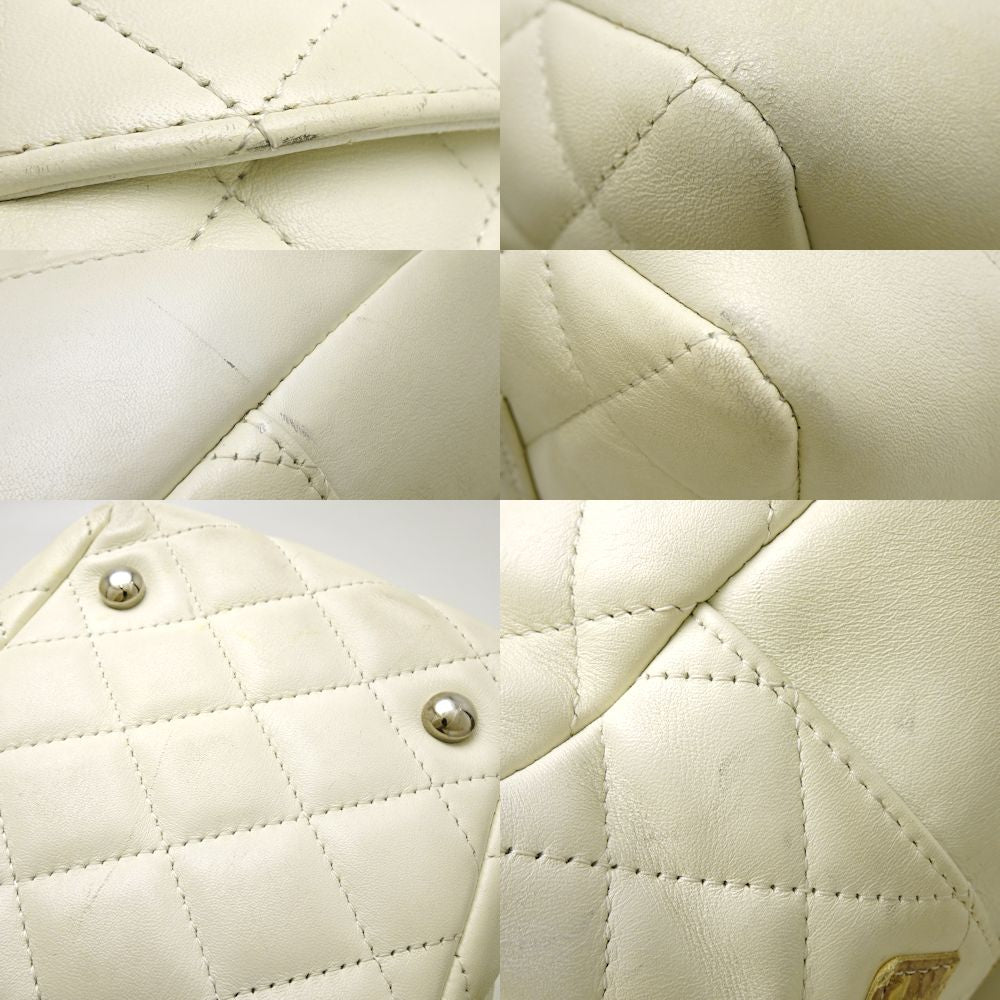Chanel Cambon Line Bowling Bag Leather x Python White