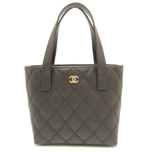 Chanel Wild Stitch Tote Bag Leather Matte Brown