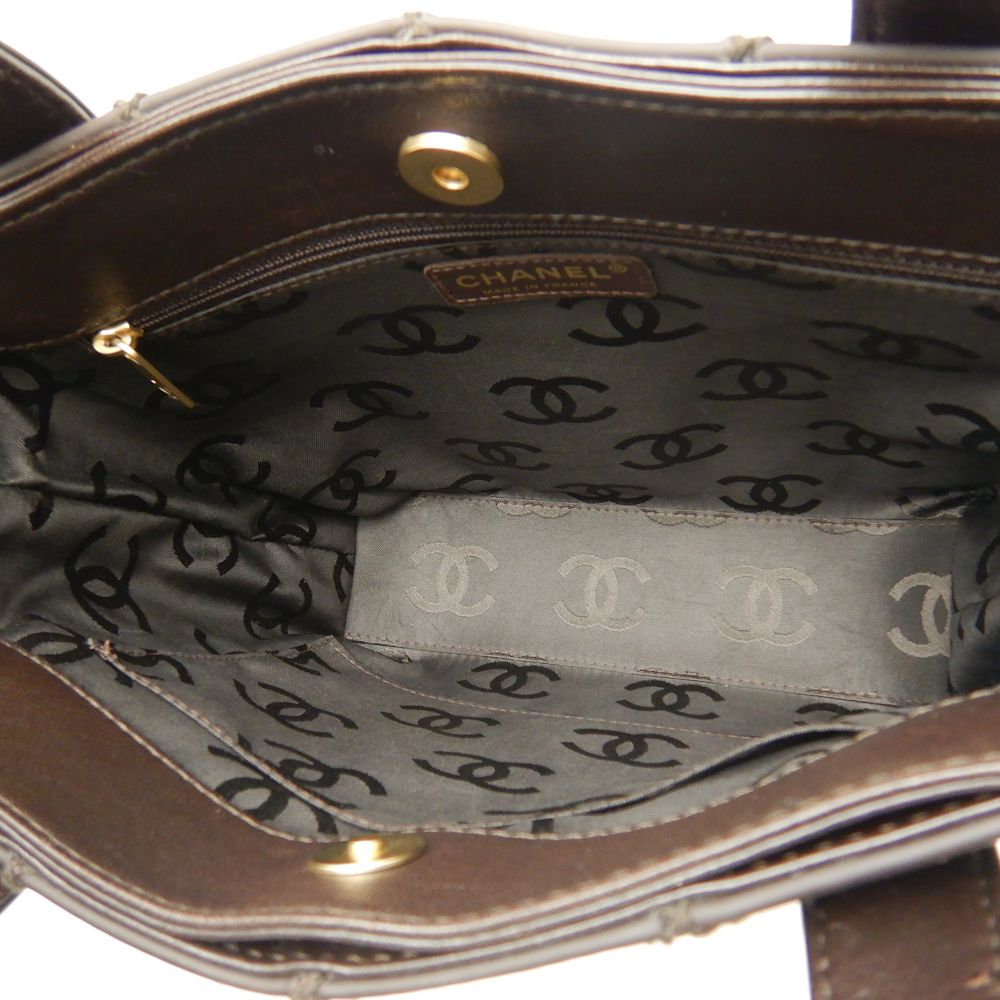 Chanel Wild Stitch Tote Bag Leather Matte Brown