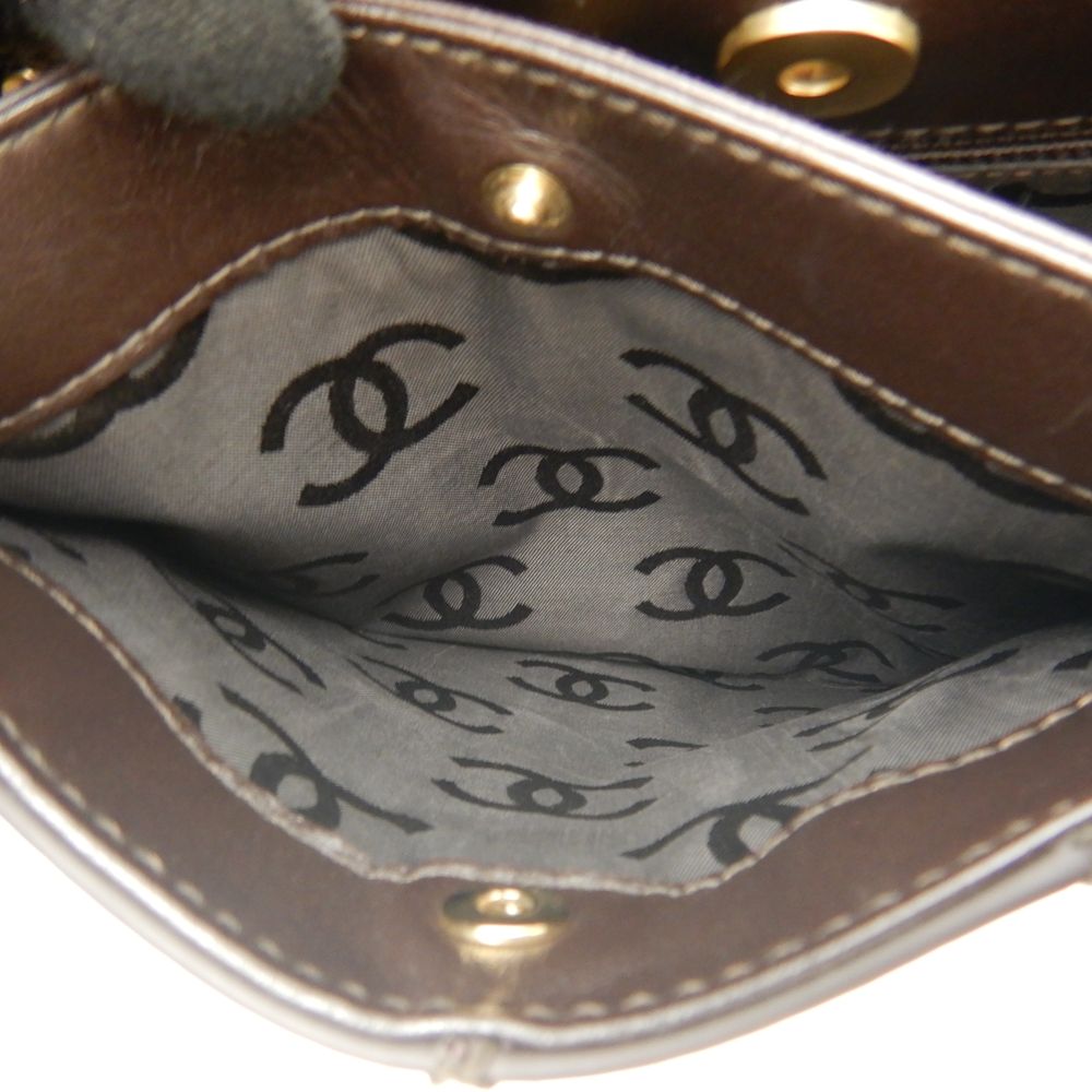 Chanel Wild Stitch Tote Bag Leather Matte Brown